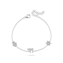 Load image into Gallery viewer, Lucky 3 charms bracelet silver diam
