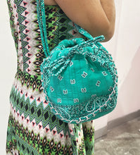 Load image into Gallery viewer, Bandana mini bucket bag turquoise