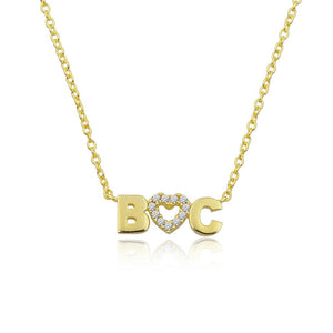 Personalized luxury initials necklace diam heart