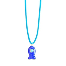 Load image into Gallery viewer, Capri fish lace necklace small blue lapis