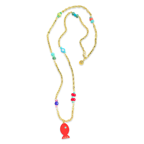 Amalfi lucky fish necklace red