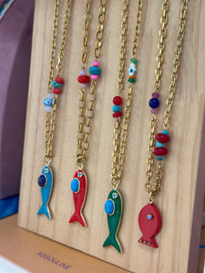Amalfi lucky fish necklace red