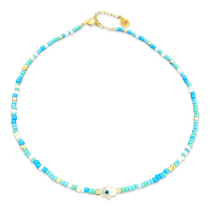 Lucky Hamsa beads necklace turquoise