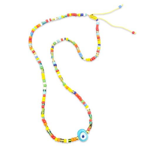 Mykonos long beads necklace eye