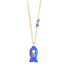 Load image into Gallery viewer, Capri fish necklace medium blue lapis