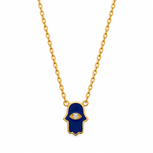 Load image into Gallery viewer, Lucky Hamsa eye necklace mini blue