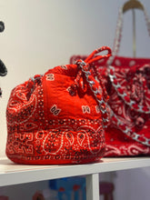 Load image into Gallery viewer, Bandana mini bucket bag coral red