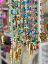Load image into Gallery viewer, Lucky חי CHAI beads necklace long baby blue