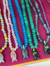Load image into Gallery viewer, Short beads necklace with lucky fish blue