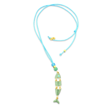 Load image into Gallery viewer, Lucky cabochon fish necklace turquoise