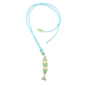 Lucky cabochon fish necklace turquoise