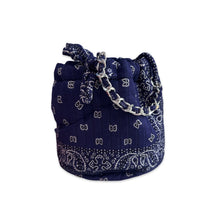Load image into Gallery viewer, Bandana mini bucket bag dark blue