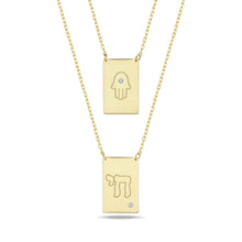 Load image into Gallery viewer, Scapolario Double necklace Hamsa &amp; Chai