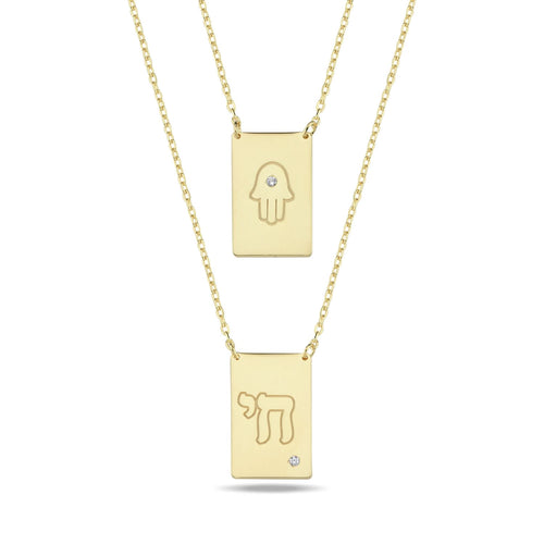 Scapolario Double necklace Hamsa & Chai