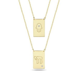 Scapolario Double necklace Hamsa & Chai