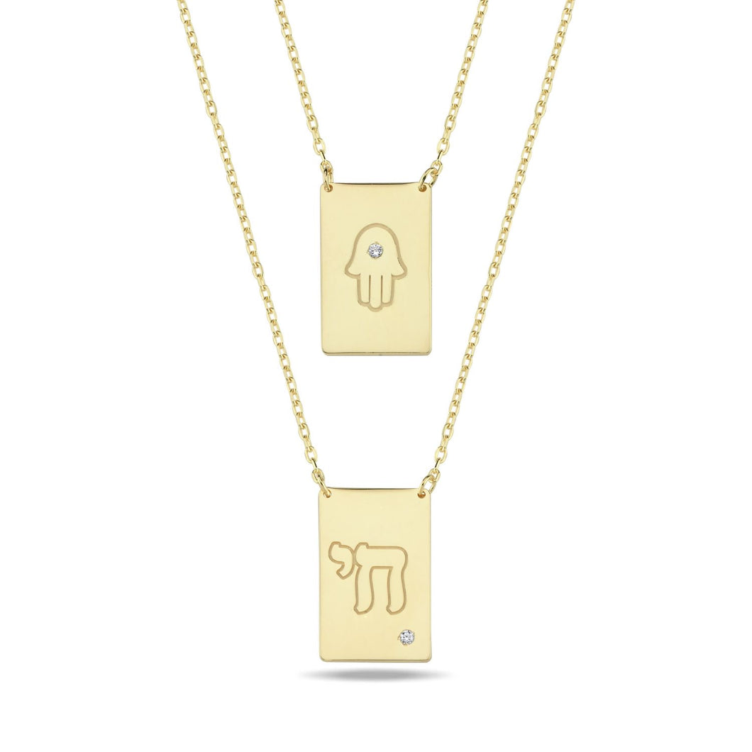 Scapolario Double necklace Hamsa & Chai