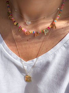 Lucky BE HAPPY beads necklace rainbow