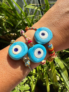 Santorini eye bracelet lurex blue