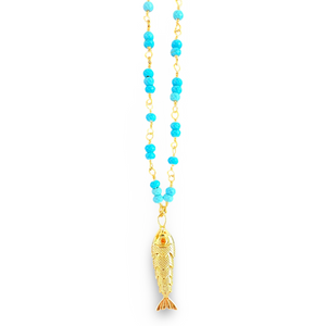 Necklace lucky fish turquoise