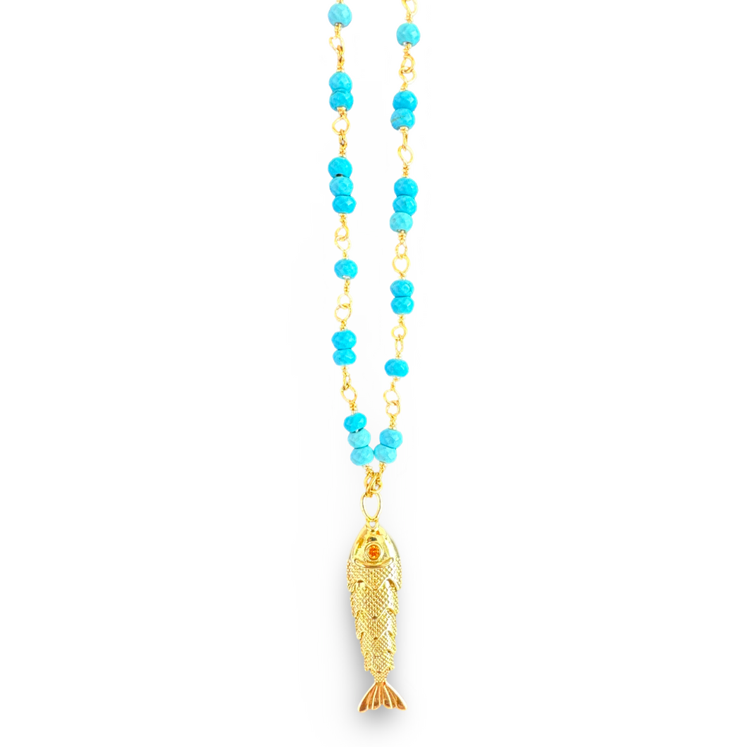 Necklace lucky fish turquoise