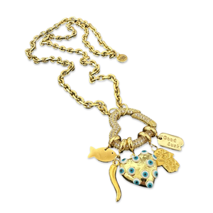 Necklace mixed lucky charms heart