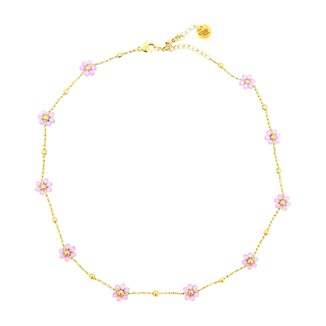 Daisy flowers chain necklace lilla