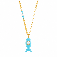 Load image into Gallery viewer, Capri fish necklace medium turquoise
