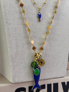 Lucky charms Necklace blue fish