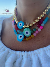 Load image into Gallery viewer, Lucky Santorini Eye beads chocker pastels