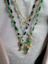 Load image into Gallery viewer, Necklace goldie lucky fish turquoise