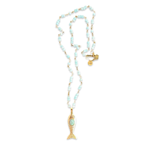 Load image into Gallery viewer, Necklace goldie lucky fish turquoise