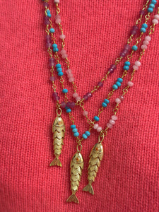 Necklace lucky fish turquoise