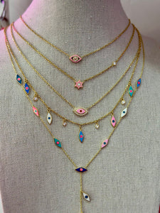 Mini lucky five eyes color necklace