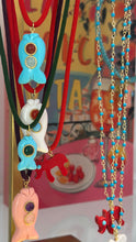 Load image into Gallery viewer, Capri fish lace necklace small turquoise green