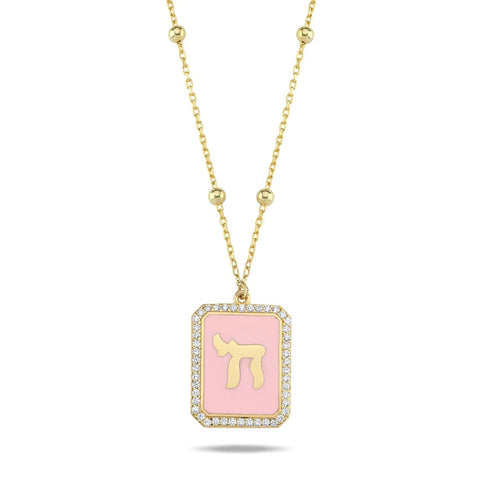 Lucky חי CHAI necklace tag pink