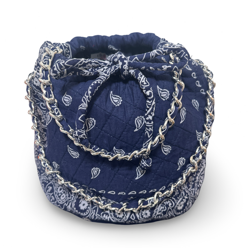 Bandana bucket bag navy blue