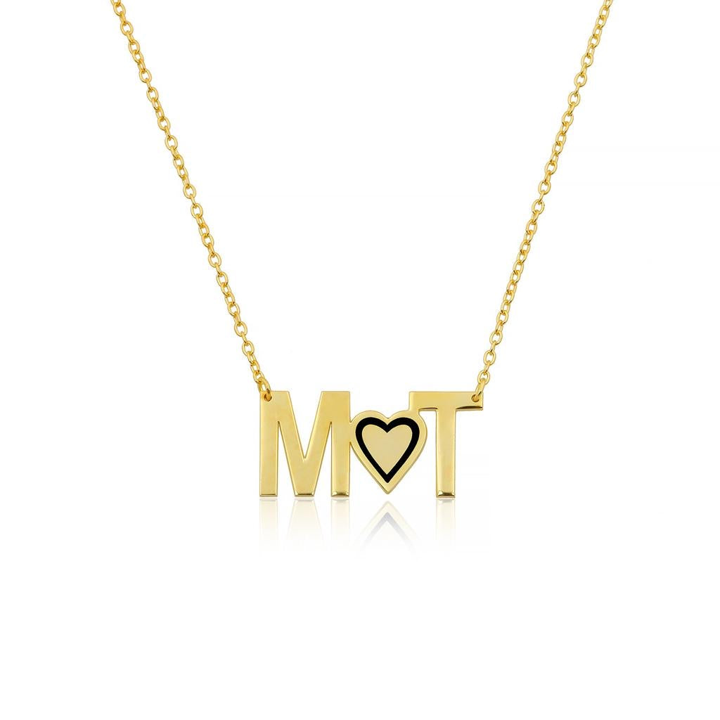 Personalized luxury enamel heart necklace with initials