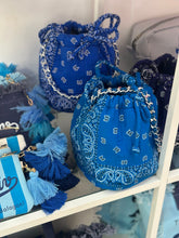 Load image into Gallery viewer, Bandana mini bucket bag navy