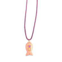 Load image into Gallery viewer, Capri fish lace necklace medium pink coral