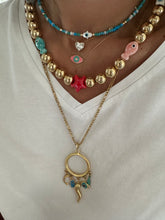 Load image into Gallery viewer, Lucky Hamsa beads necklace turquoise