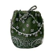 Load image into Gallery viewer, Bandana bucket bag green army