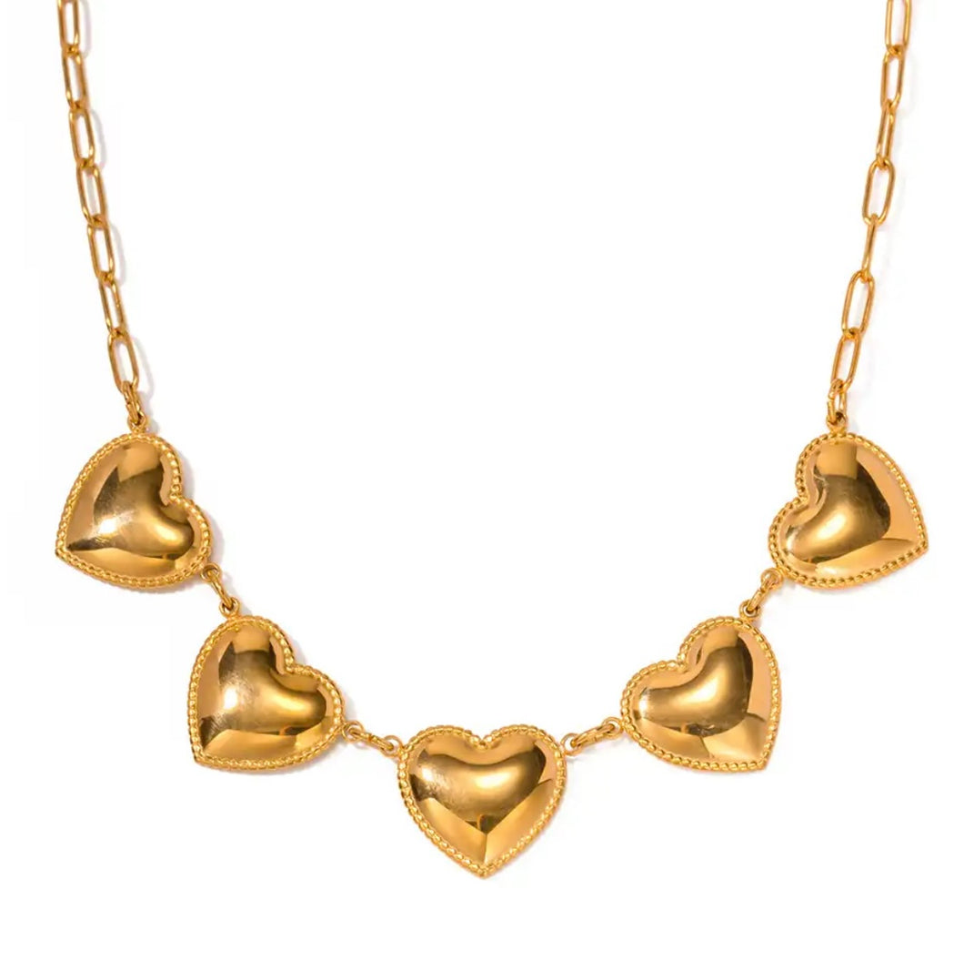 Multi hearts necklace gold