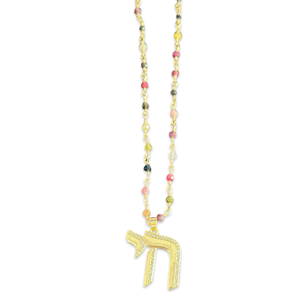 Lucky חי CHAI beads necklace long multicolor