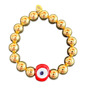 Santorini eye bracelet gold beads