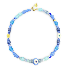 Load image into Gallery viewer, Lucky Eye Mykonos beads chocker blue