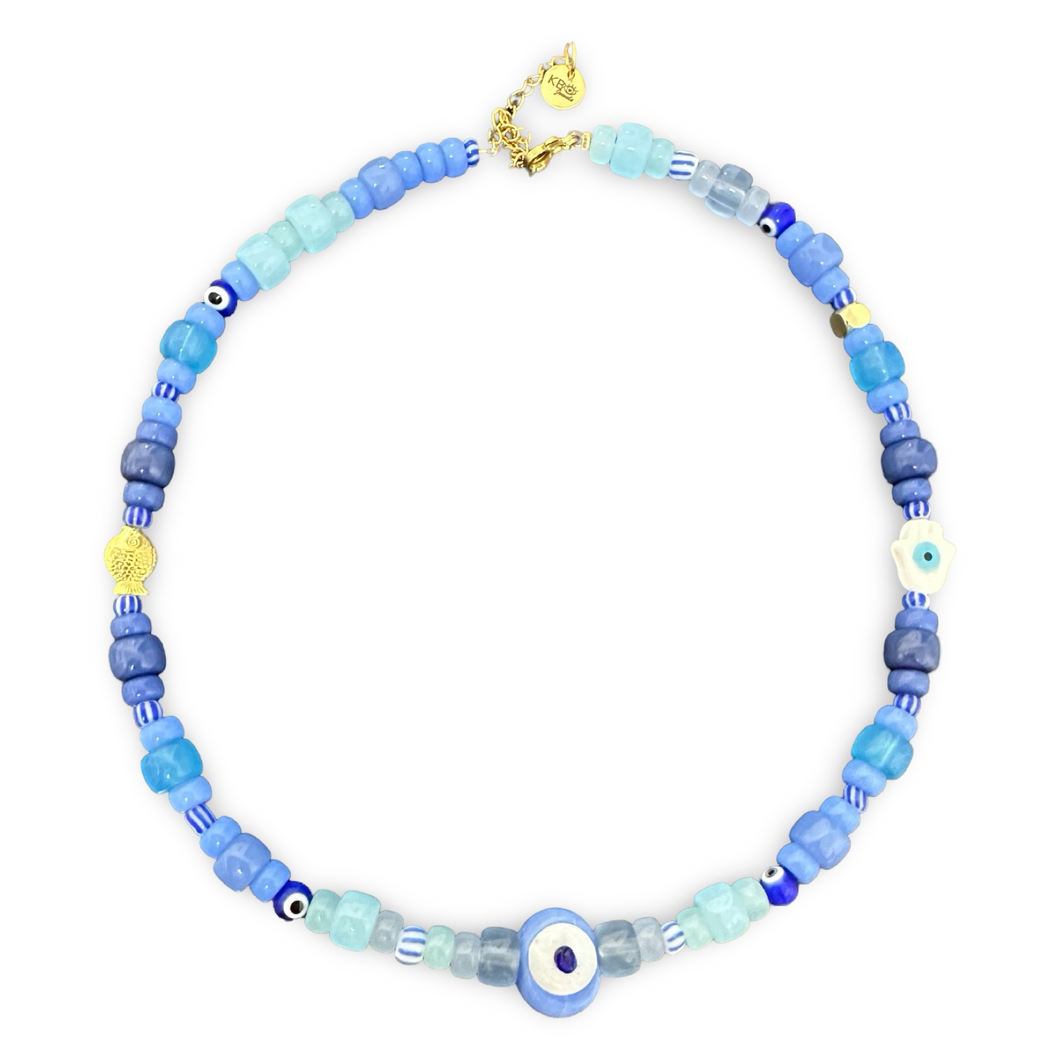 Lucky Eye Mykonos beads chocker blue