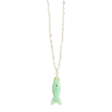 Load image into Gallery viewer, Sorrento long fish necklace green