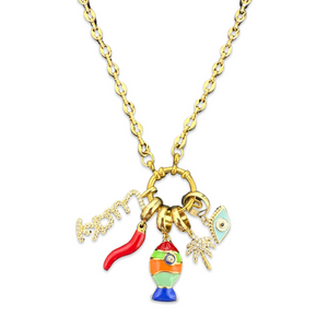 Necklace lucky fish charms rainbow