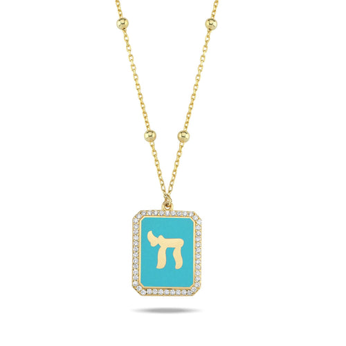 Lucky חי CHAI necklace tag turquoise