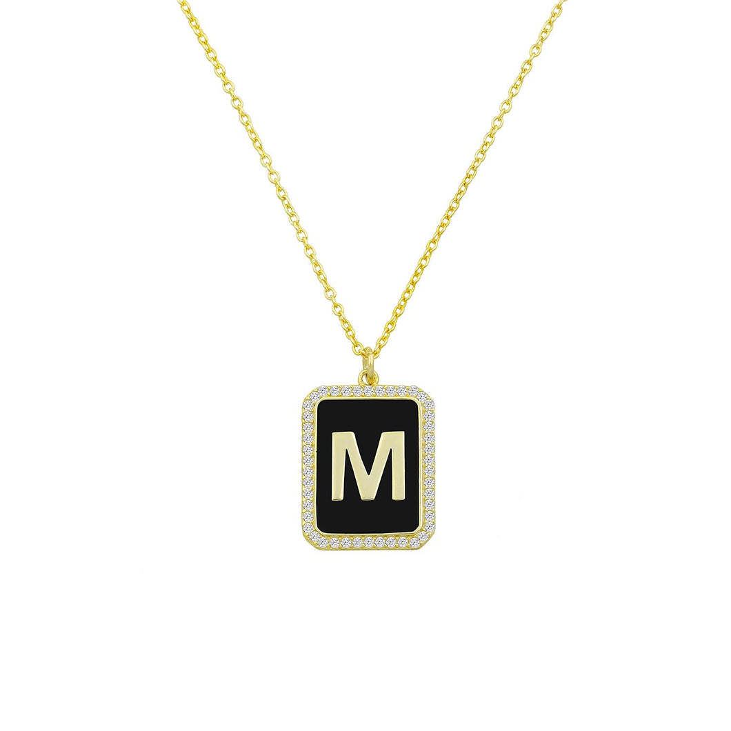 Personalized luxury TAG enamel necklace with initial